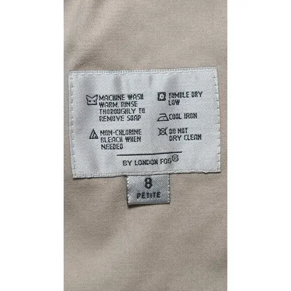 LONDON FOG Overcoat Trench Coat 8 Petite Removable Fleece Lining Tan - Picture 6 of 7